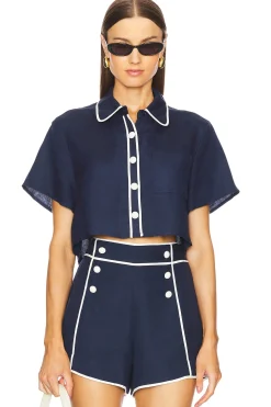 Women SIMKHAI Matching Sets>Solange Short Sleeve Cropped Tee