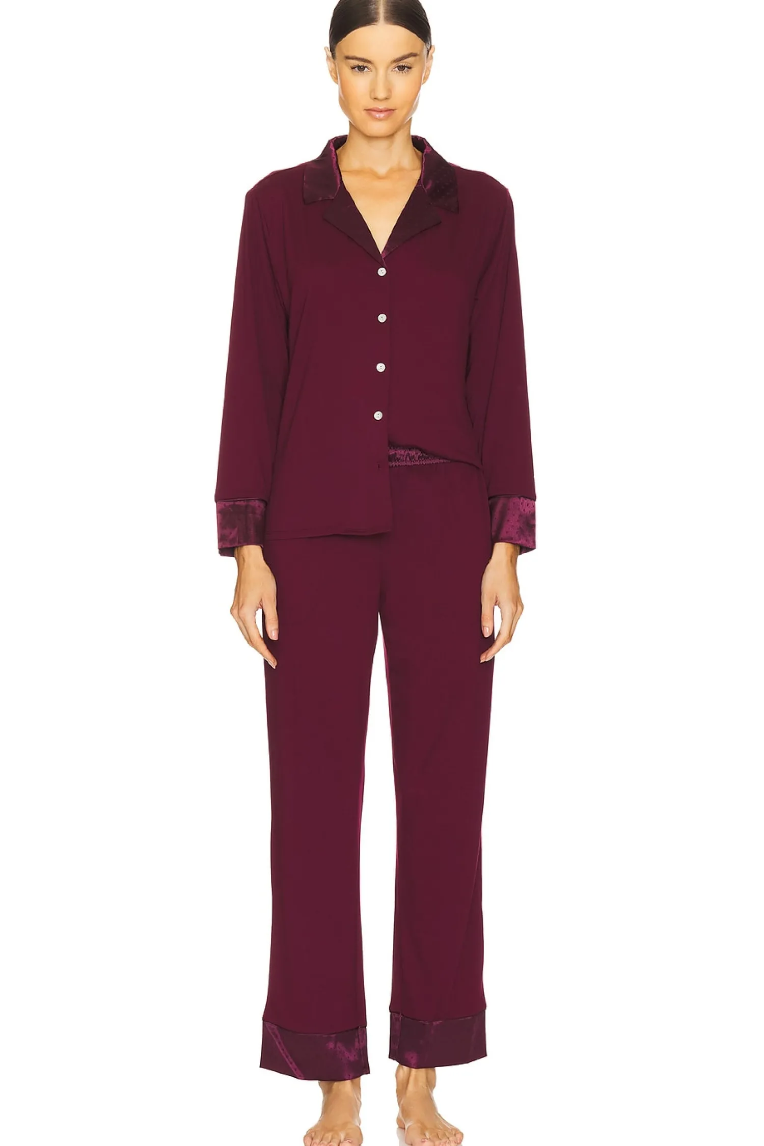 Women Flora Nikrooz Lingerie & Sleepwear>Solid Knit Long Sleeve Notch Set