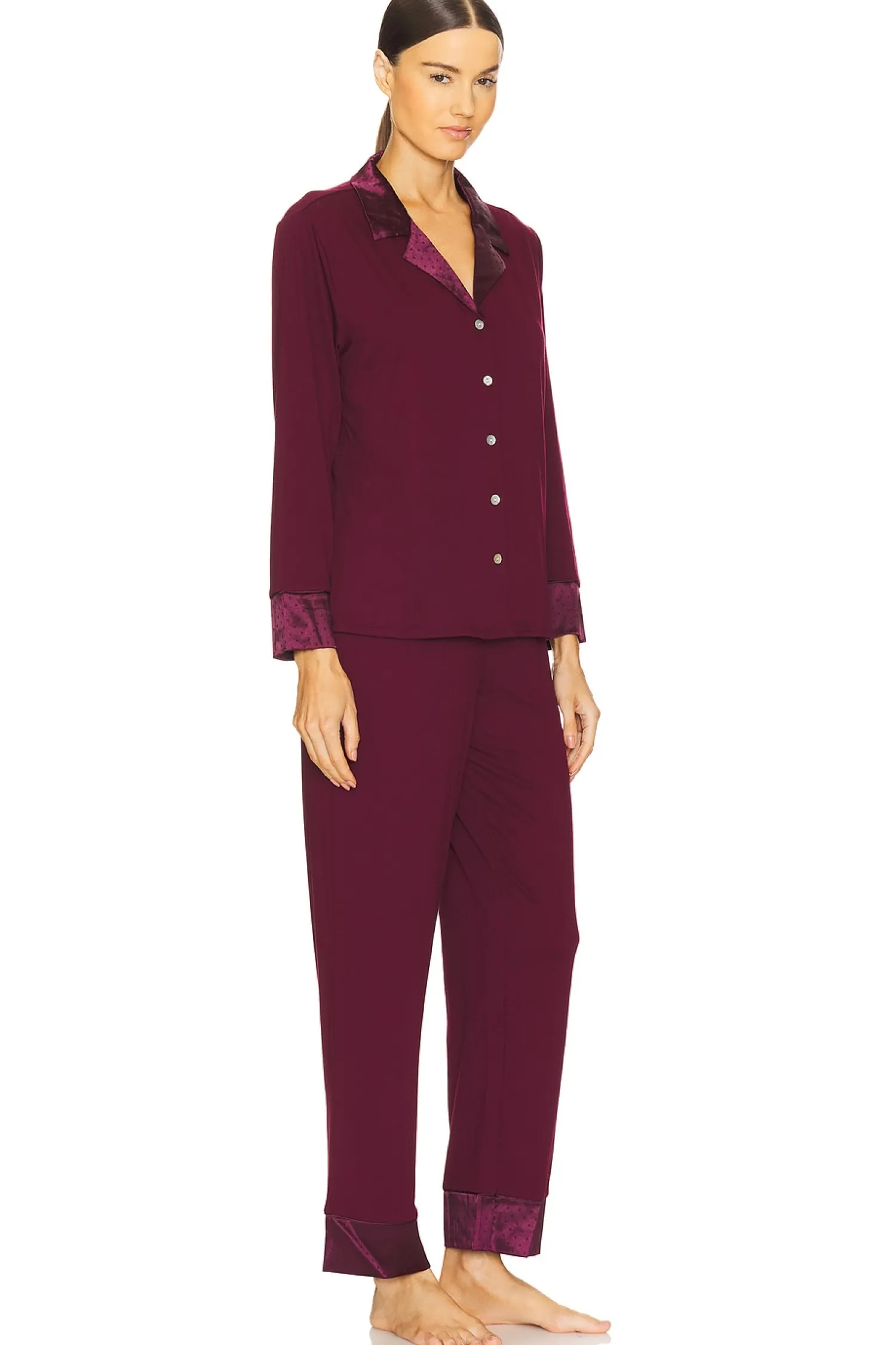Women Flora Nikrooz Lingerie & Sleepwear>Solid Knit Long Sleeve Notch Set