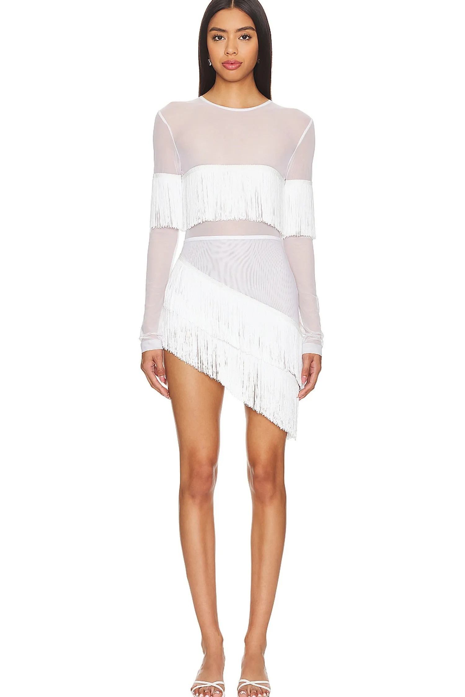 Women Norma Kamali Matching Sets>Spliced Fringe Skirt