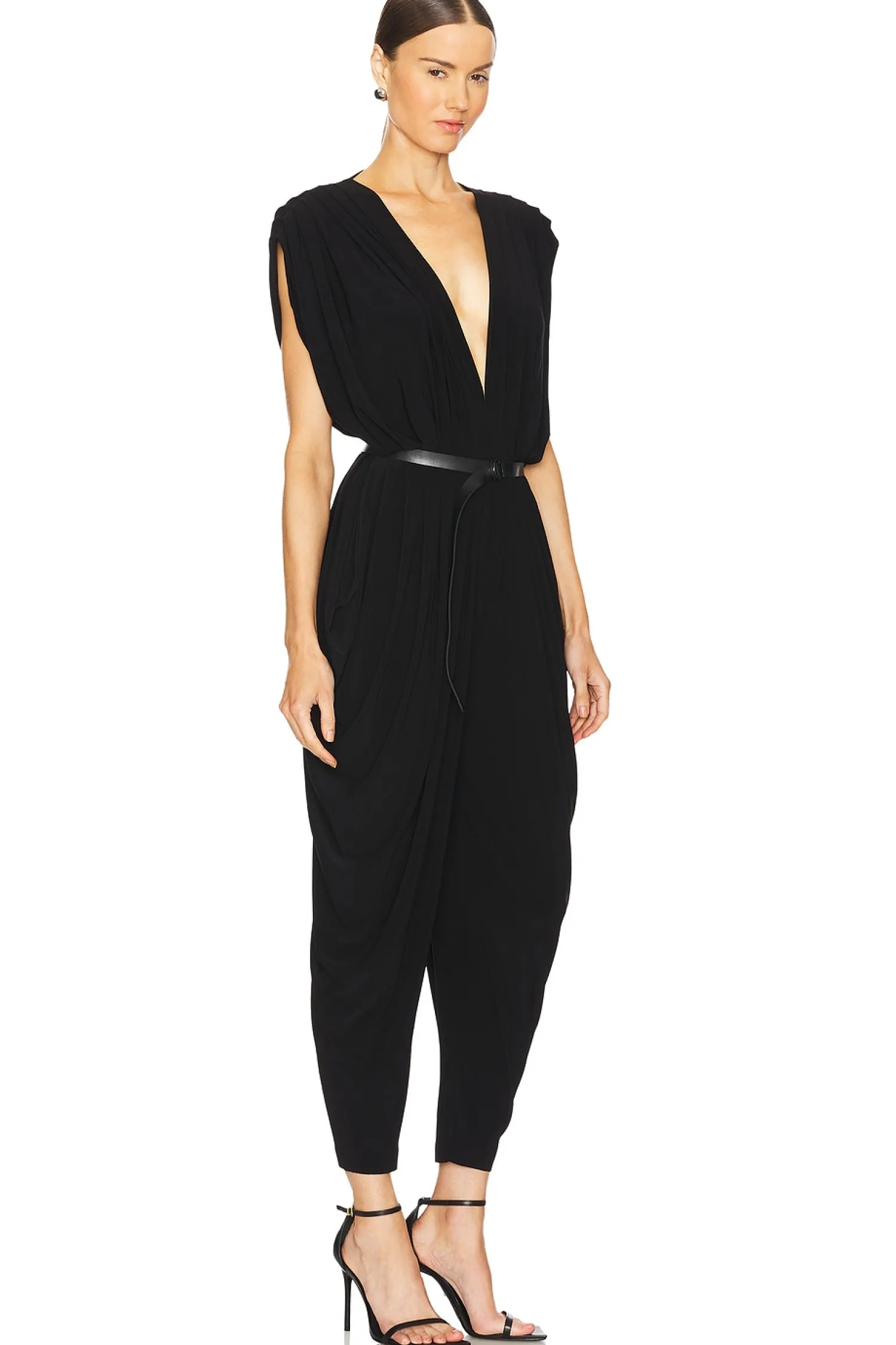 Women Norma Kamali Jumpsuits>Square Sleeve Waterfall Jumpsuit