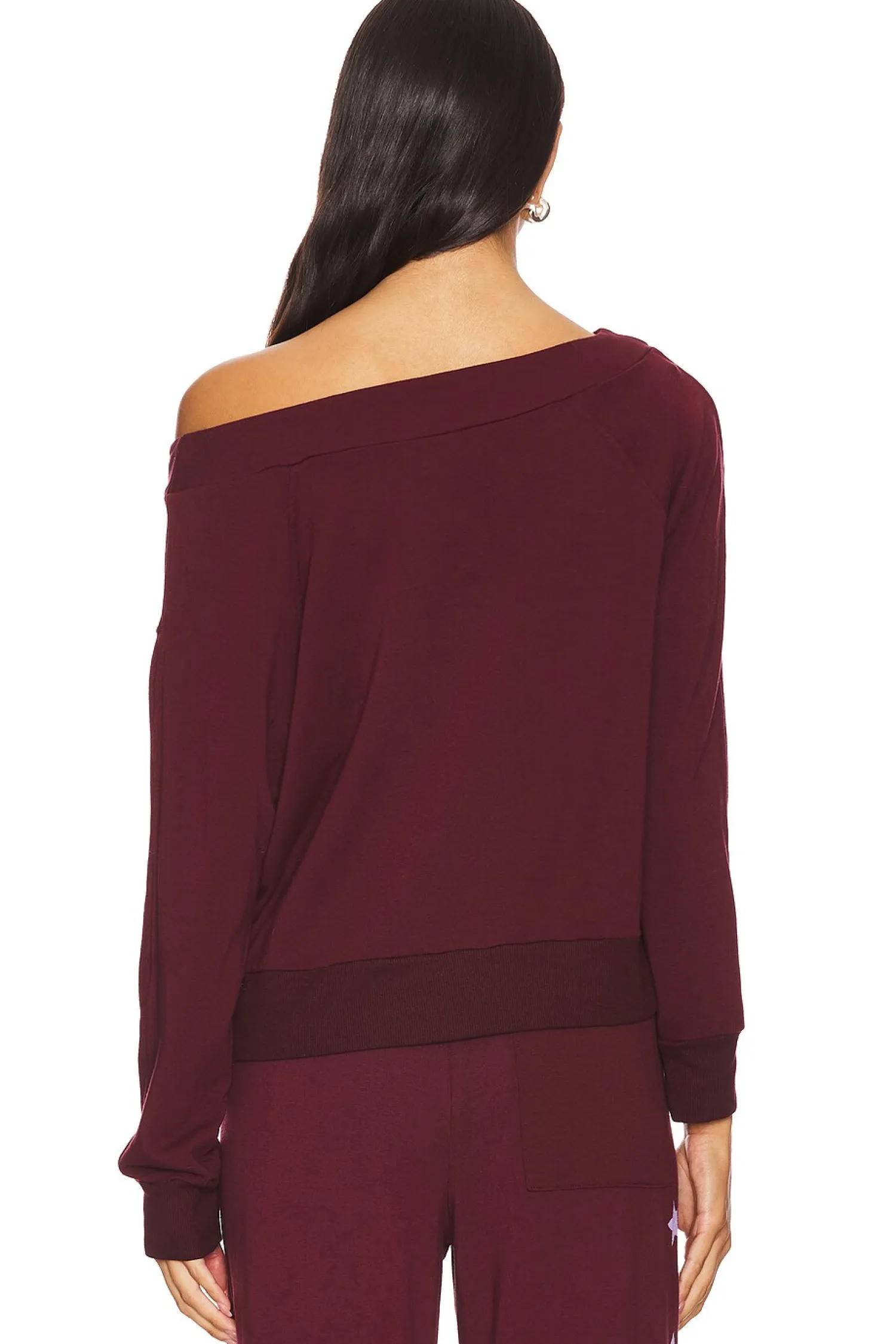 Women SUNDRY Matching Sets|Loungewear>Stars Off Shoulder Sweatshirt