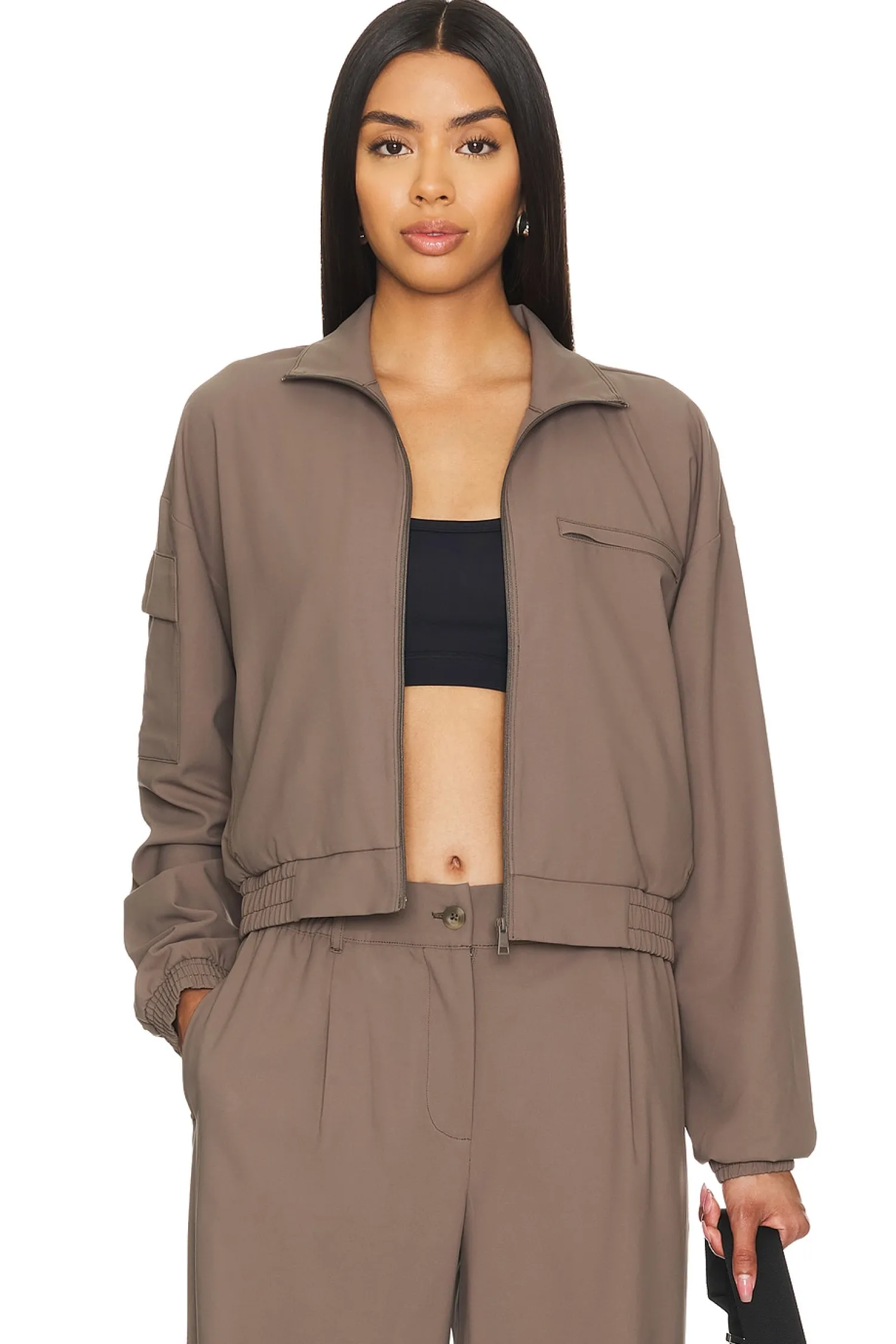 Women Beyond Yoga Jackets & Coats>Status Pocket Sleeve Cropped Jacket