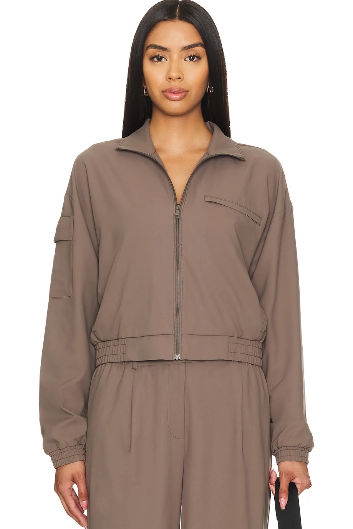 Women Beyond Yoga Jackets & Coats>Status Pocket Sleeve Cropped Jacket