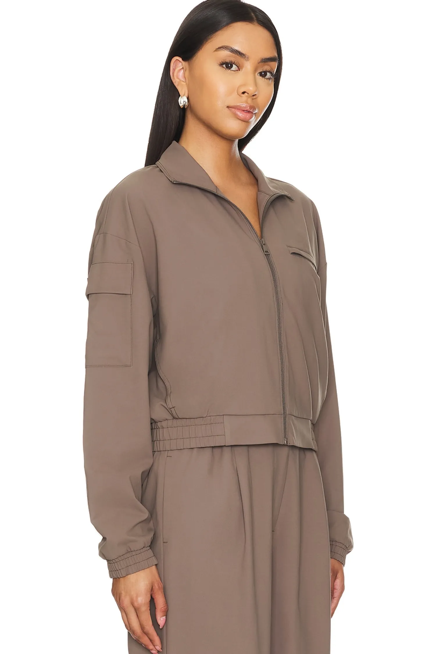 Women Beyond Yoga Jackets & Coats>Status Pocket Sleeve Cropped Jacket