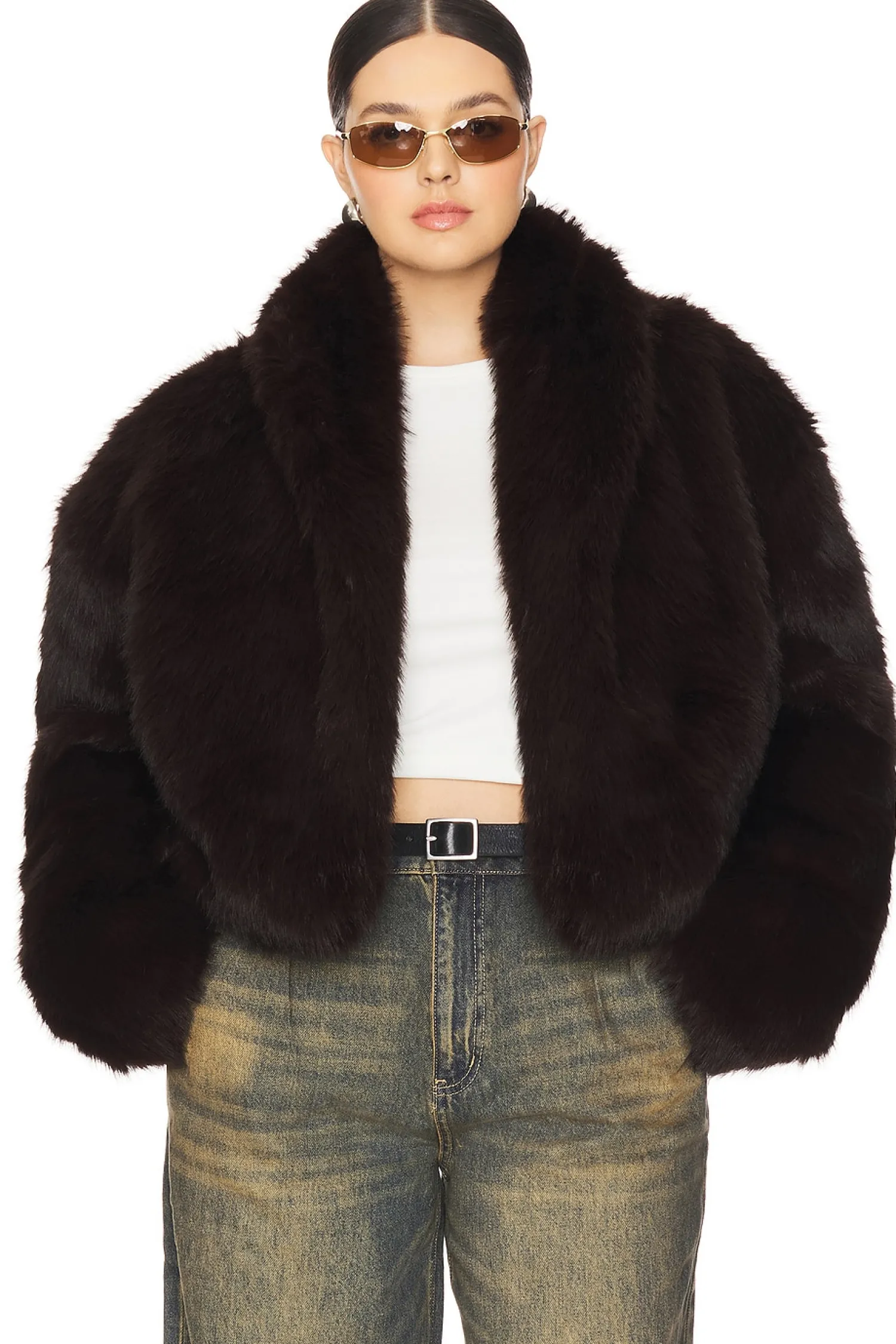 Women AFRM Jackets & Coats>Stephanie Barrel Crop Faux Fur Jacket