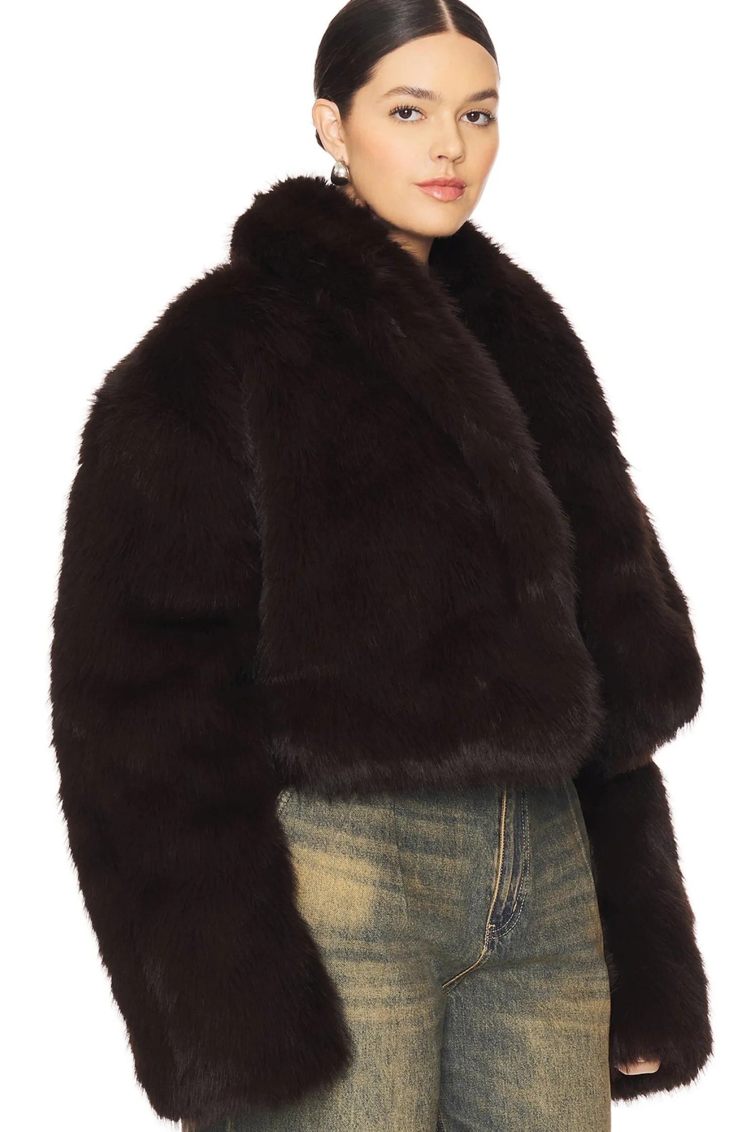 Women AFRM Jackets & Coats>Stephanie Barrel Crop Faux Fur Jacket