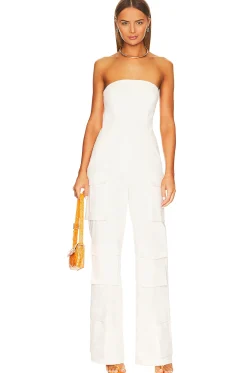 Women SELMACILEK Jumpsuits>Strapless Pocket Detailed Canvas Jumpsuit