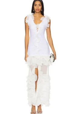 Women PatBO Dresses>Stretch Tulle Maxi Dress