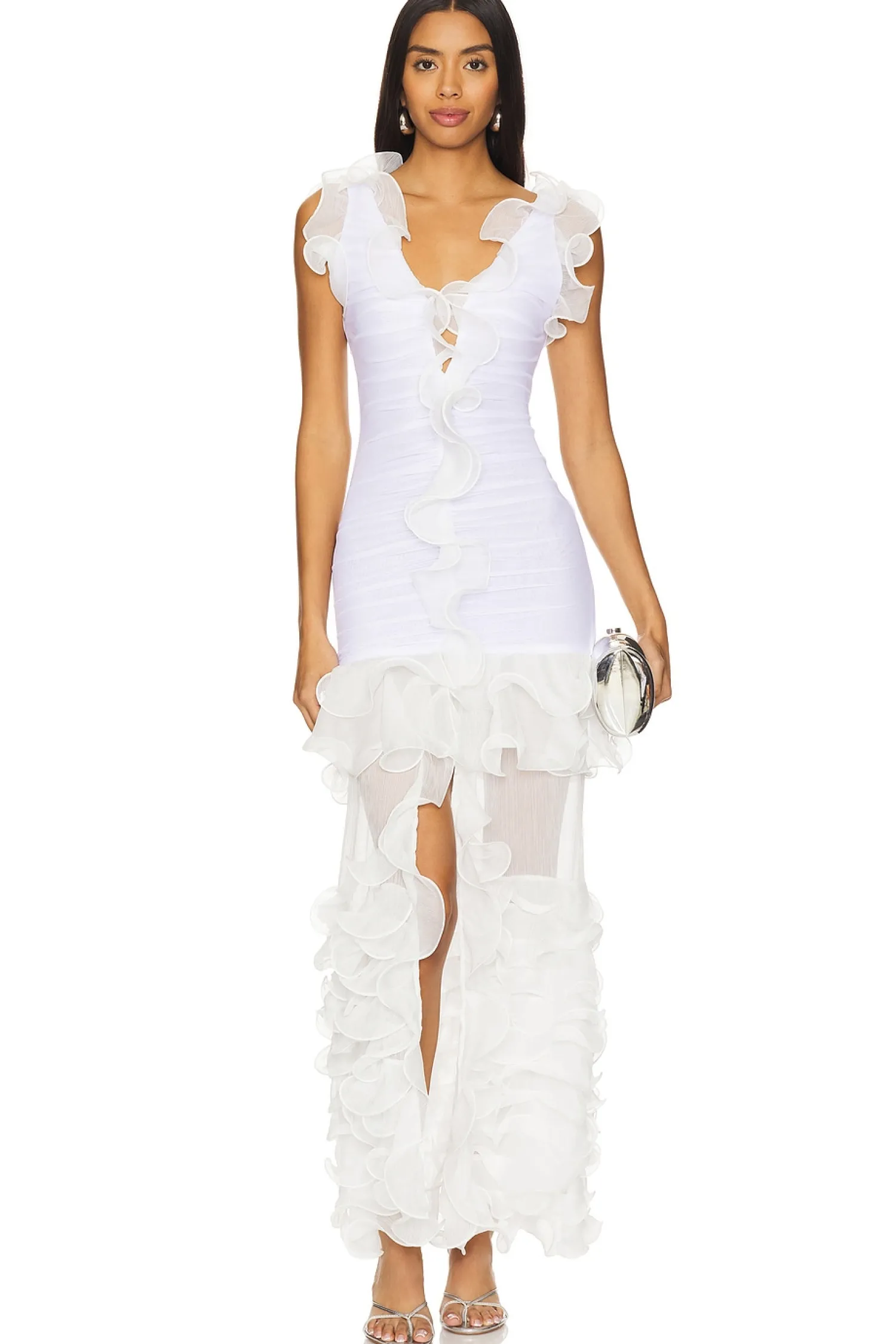 Women PatBO Dresses>Stretch Tulle Maxi Dress