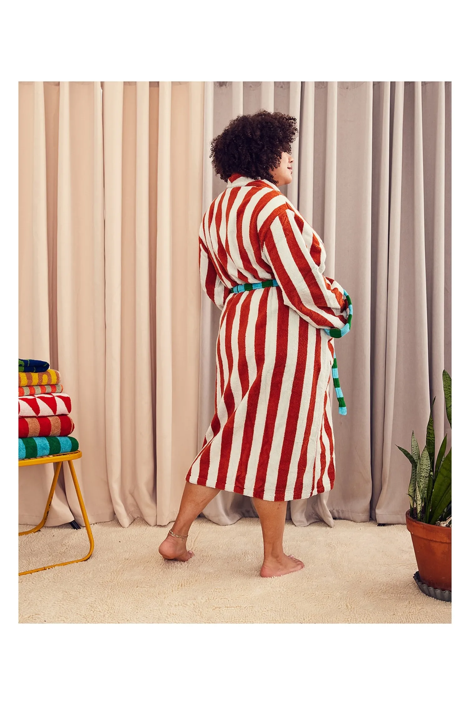 Women Dusen Dusen Lingerie & Sleepwear>Stripe Bathrobe