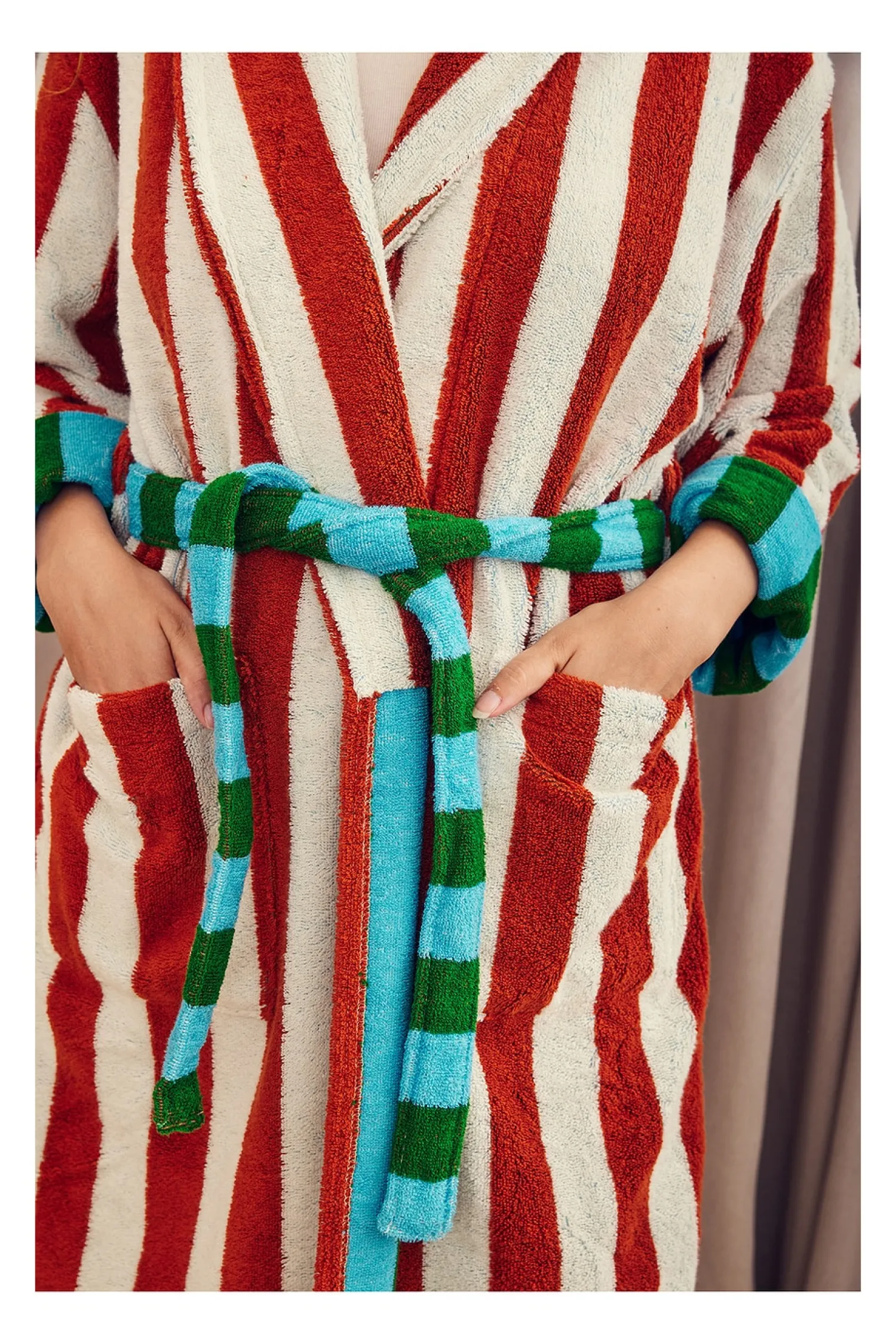Women Dusen Dusen Lingerie & Sleepwear>Stripe Bathrobe