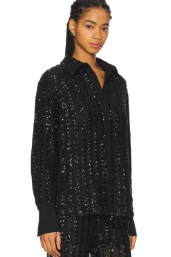 Women SANS FAFF Matching Sets>Striped Sequin Long Sleeve Blouse