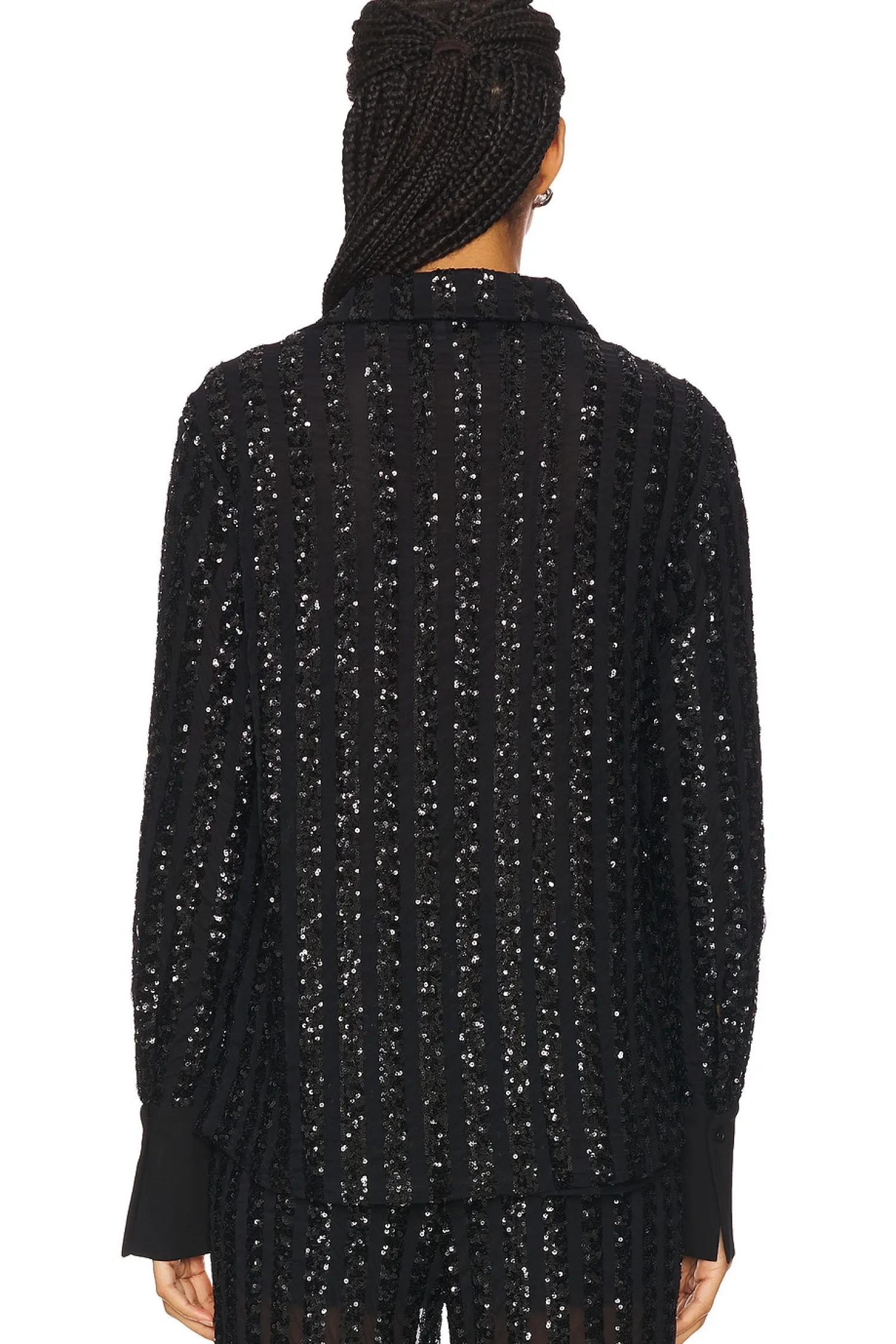 Women SANS FAFF Matching Sets>Striped Sequin Long Sleeve Blouse