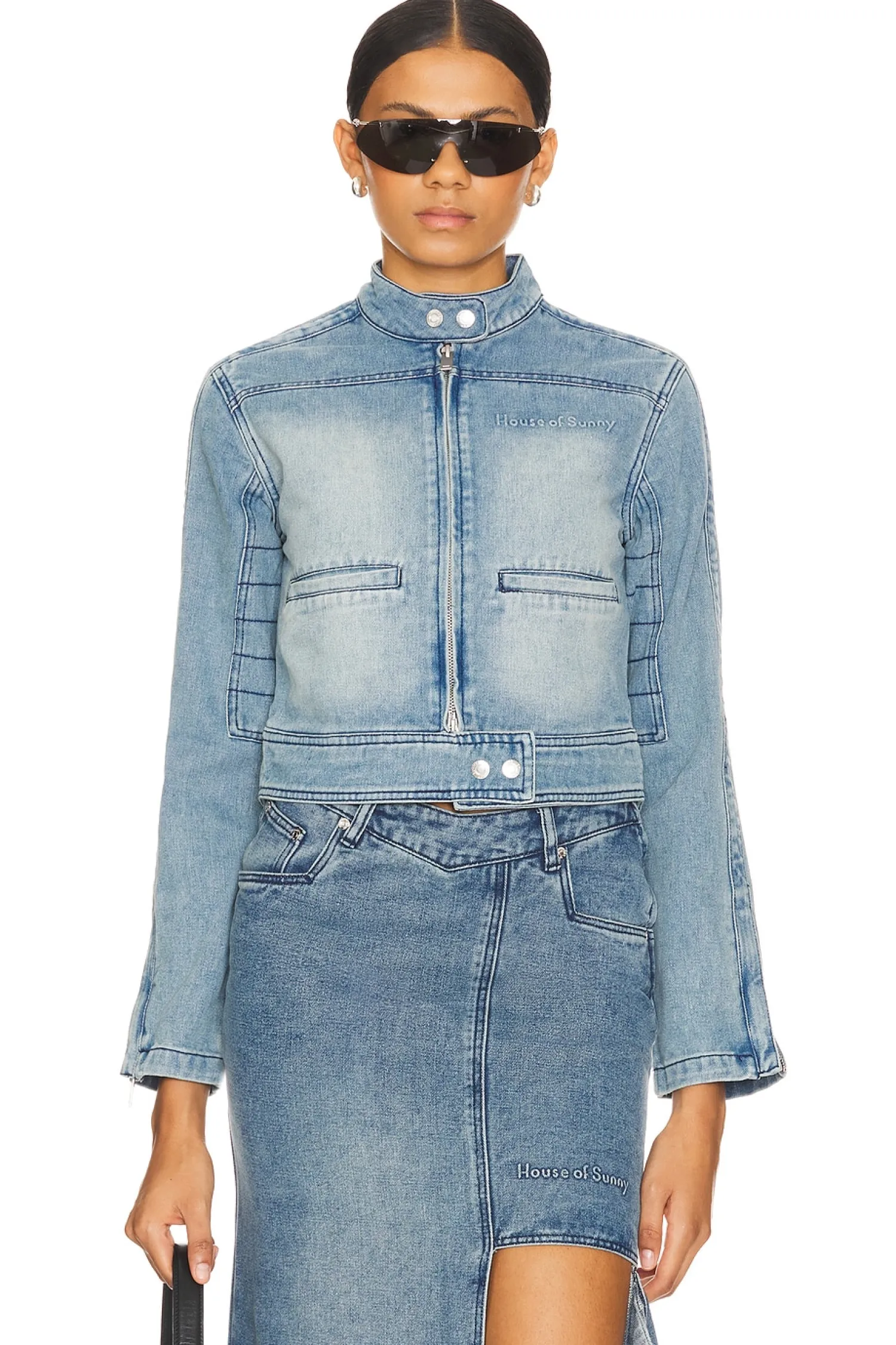 Women House of Sunny Jackets & Coats>Take A Trip Cropped Racing Jacket
