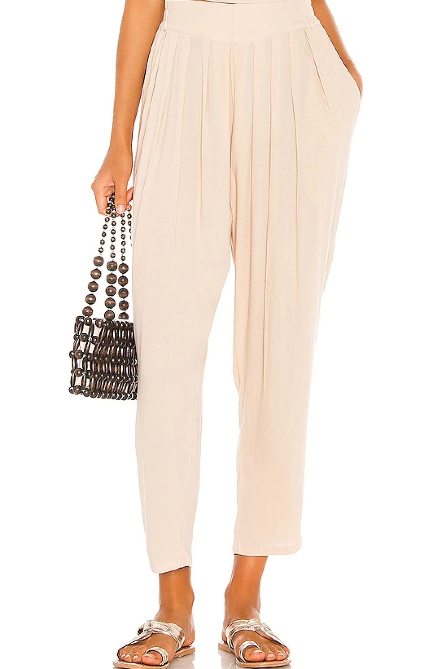Women Indah Pants>Tanah Solid 80s Pleated Trouser