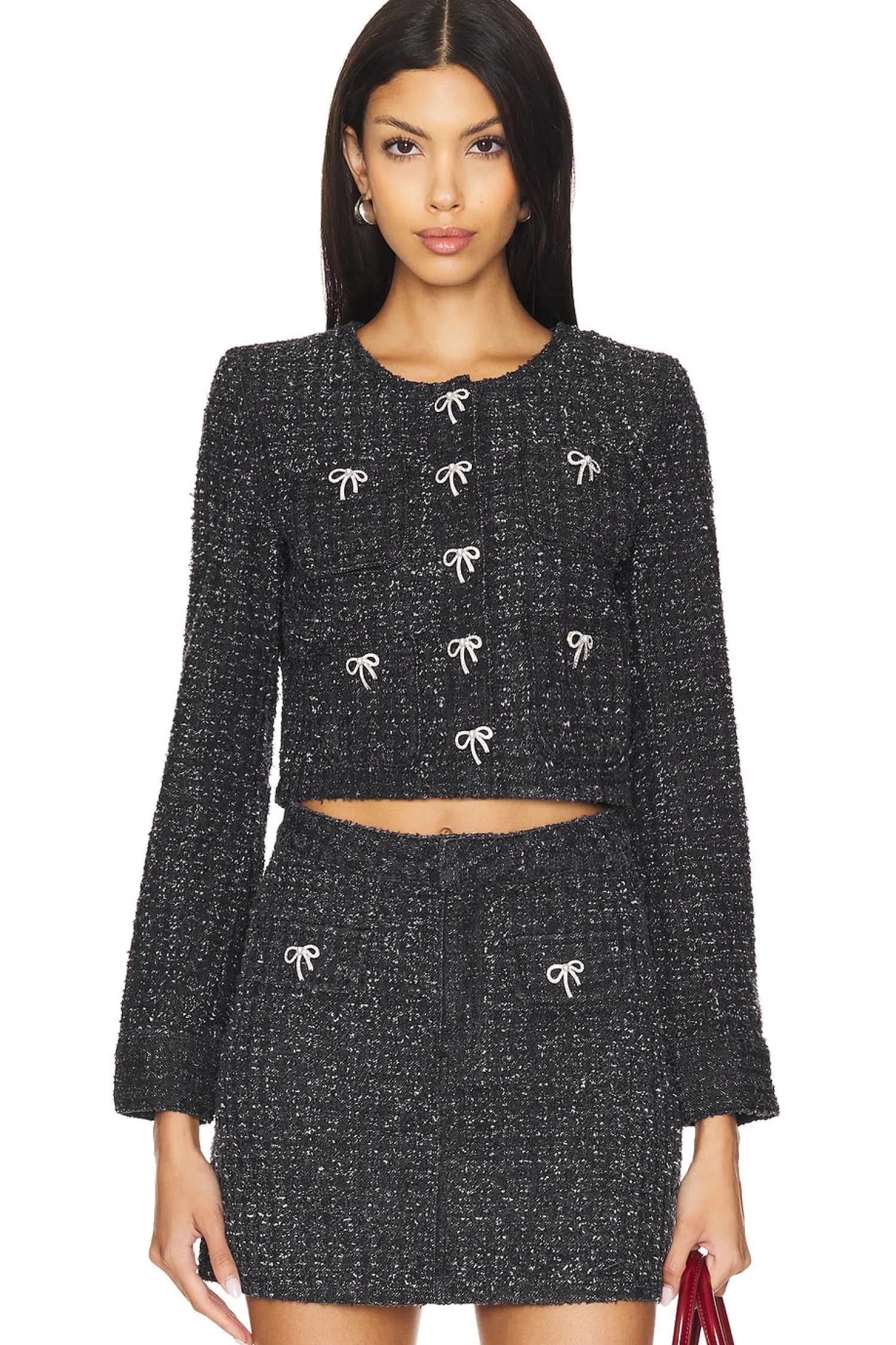Women self-portrait Jackets & Coats>Textured Denim Jacket