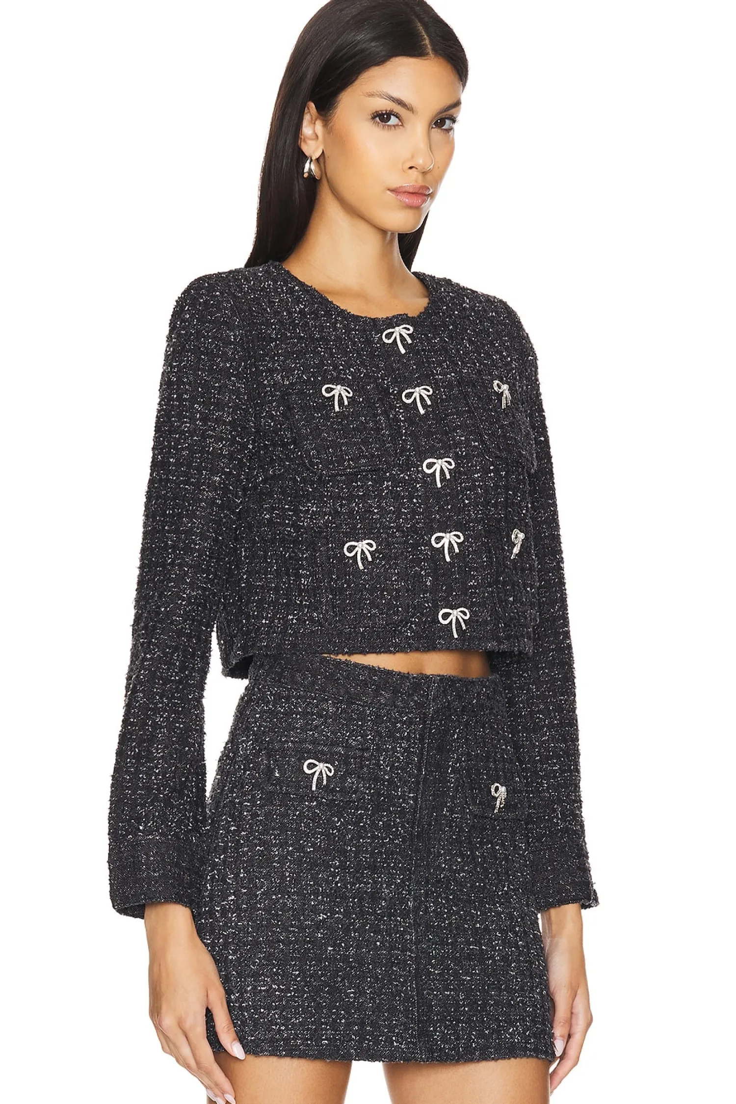 Women self-portrait Jackets & Coats>Textured Denim Jacket