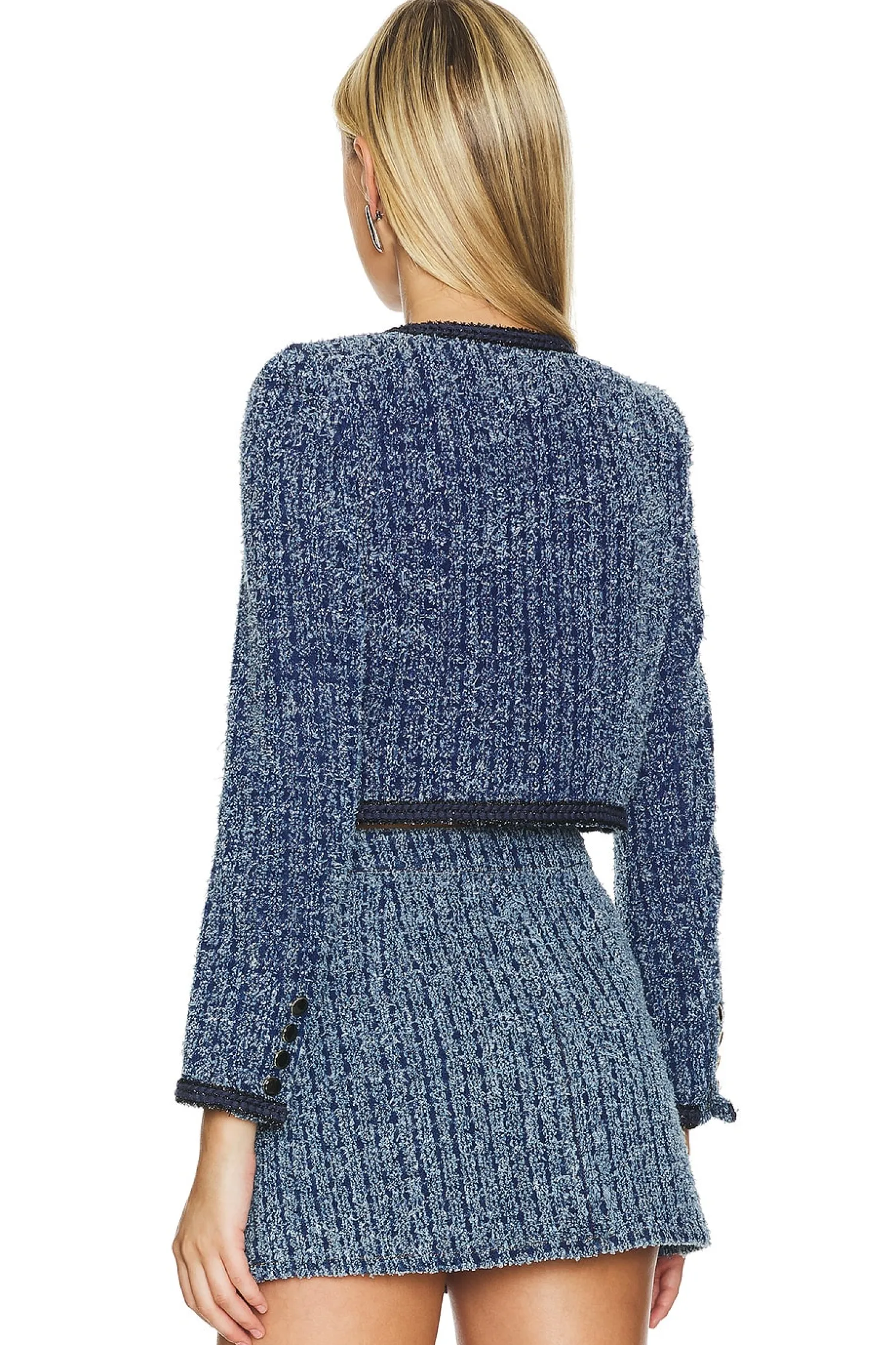 Women self-portrait Jackets & Coats>Textured Denim Jacket