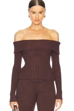 Women GUIZIO Matching Sets>Thalia Rib Off The Shoulder Sweater