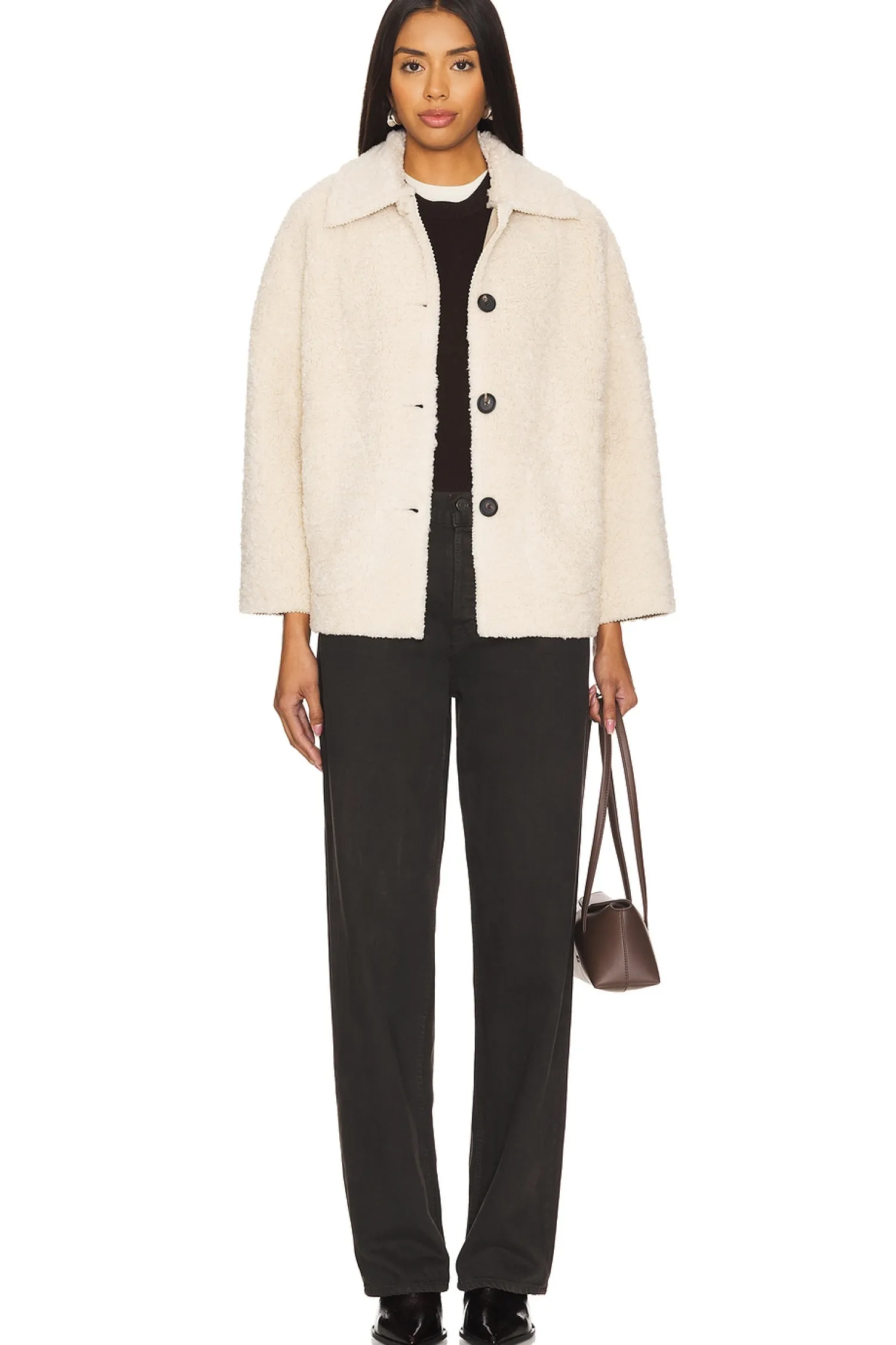 Women The Great Jackets & Coats>The Cropped Plush Sherpa Car Coat