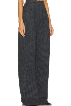 Women L'Academie Pants>The High Waist Pleated Plaid Trouser