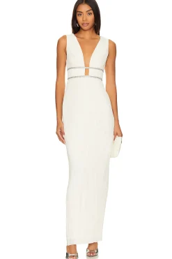 Women BCBGMAXAZRIA Dresses>V Neck Pleated Gown