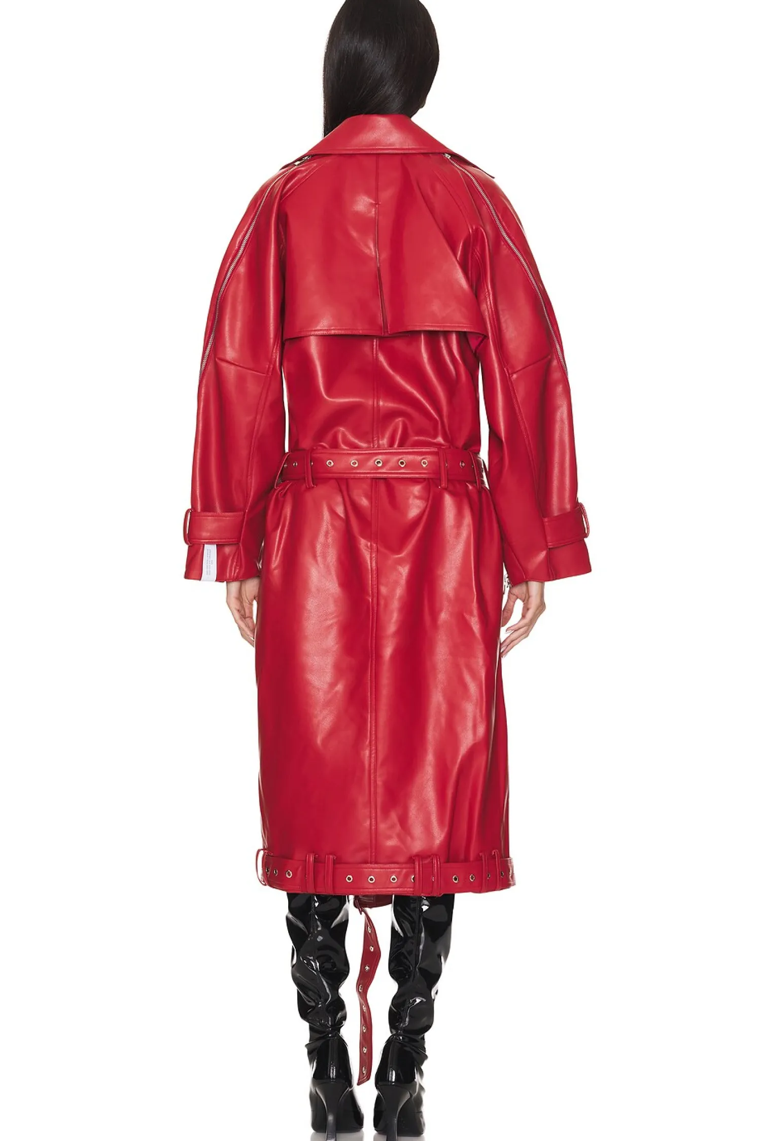 Women ROKH Jackets & Coats>Vegan Leather Multi Zipped Biker Coat