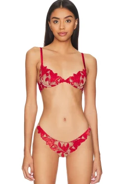 Women fleur du mal Lingerie & Sleepwear>Velvet Lily Embroidery Demi Bra
