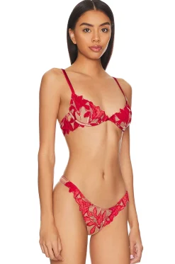 Women fleur du mal Lingerie & Sleepwear>Velvet Lily Embroidery Demi Bra