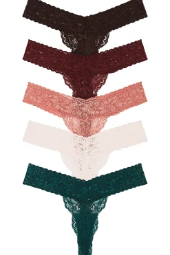 Women Privacy Please Lingerie & Sleepwear>Violet Lace Thong 5 Pack