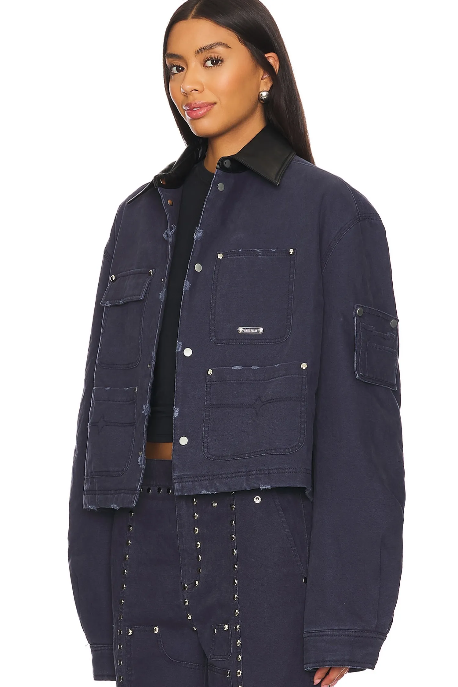 Women PRIVATE POLICY Jackets & Coats>Washed Cotton Quilted Cropped Jacket