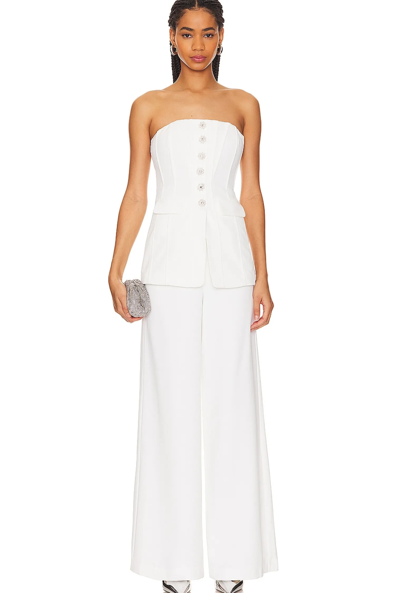 Women self-portrait Jumpsuits>Bandeau Crepe Jumpsuit