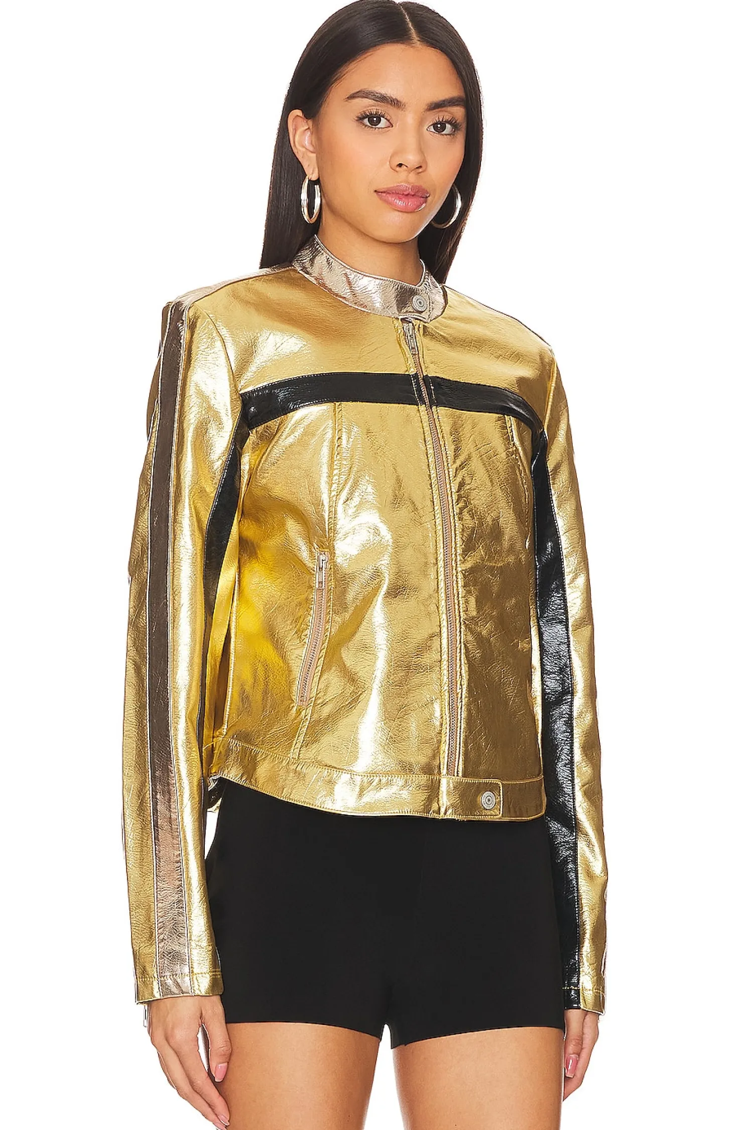 Women Free People Jackets & Coats>x REVOLVE x We The Free FAST LANE METALLIC Faux Leather Jacket