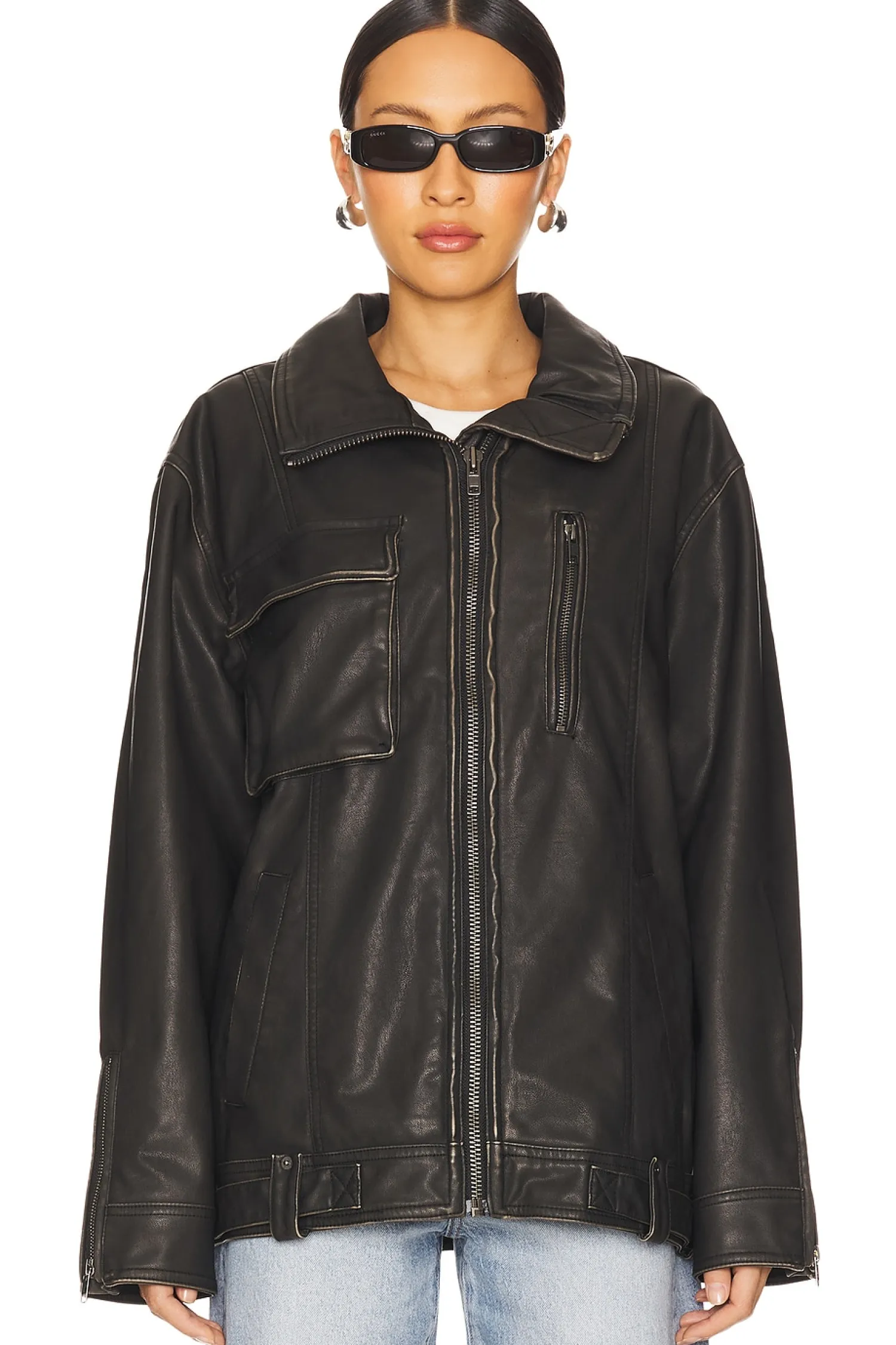 Women Free People Jackets & Coats>x We The Free Buckle Up Faux Leather Jacket