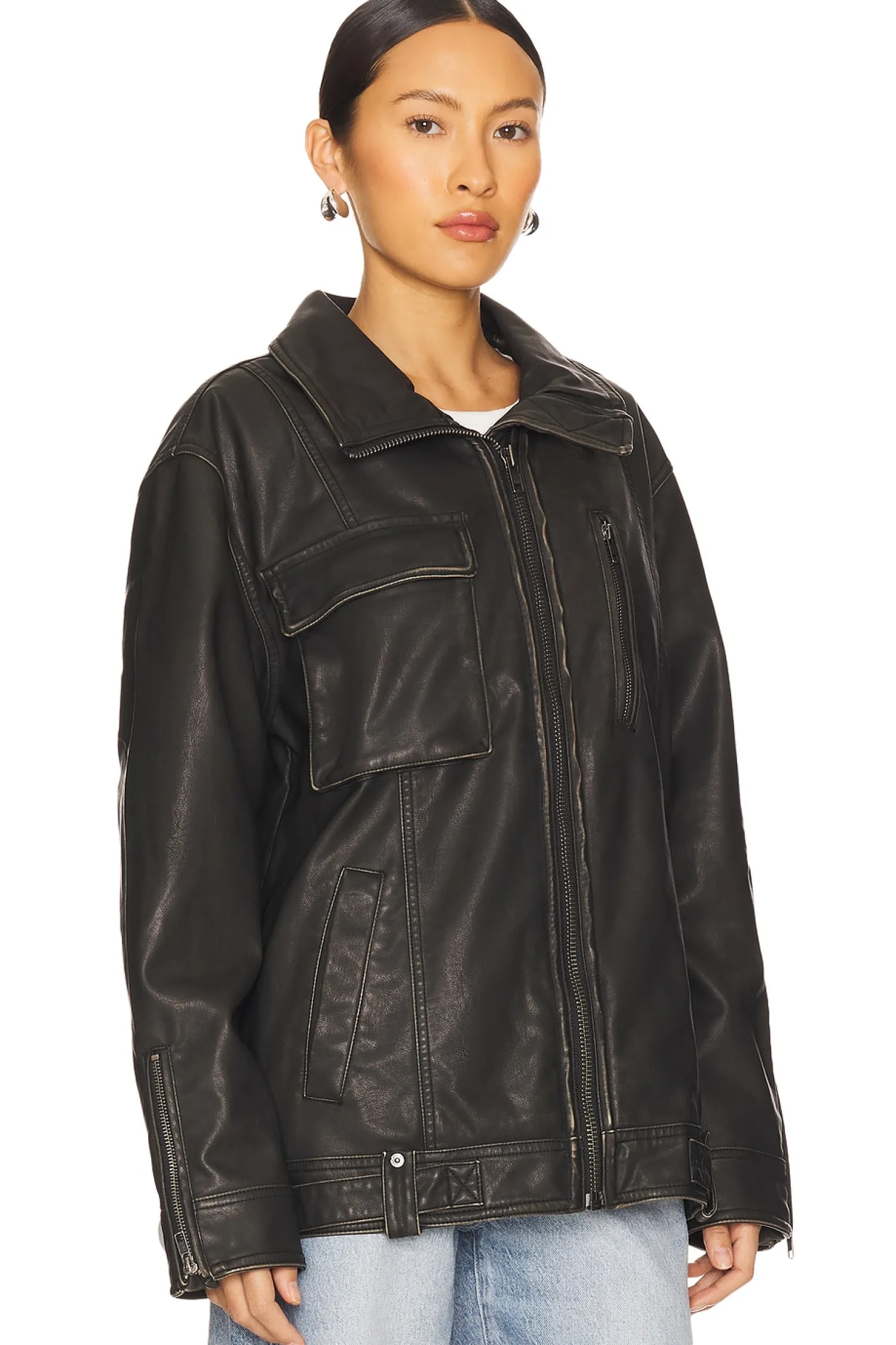 Women Free People Jackets & Coats>x We The Free Buckle Up Faux Leather Jacket
