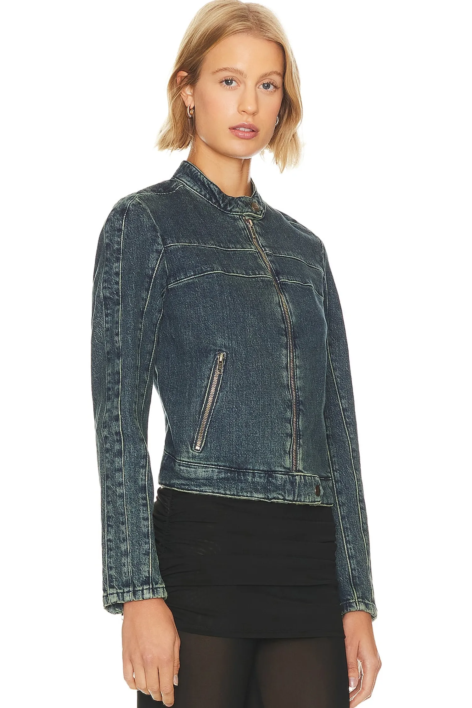 Women Free People Jackets & Coats>x We The Free Fast Lane Denim Moto Jacket