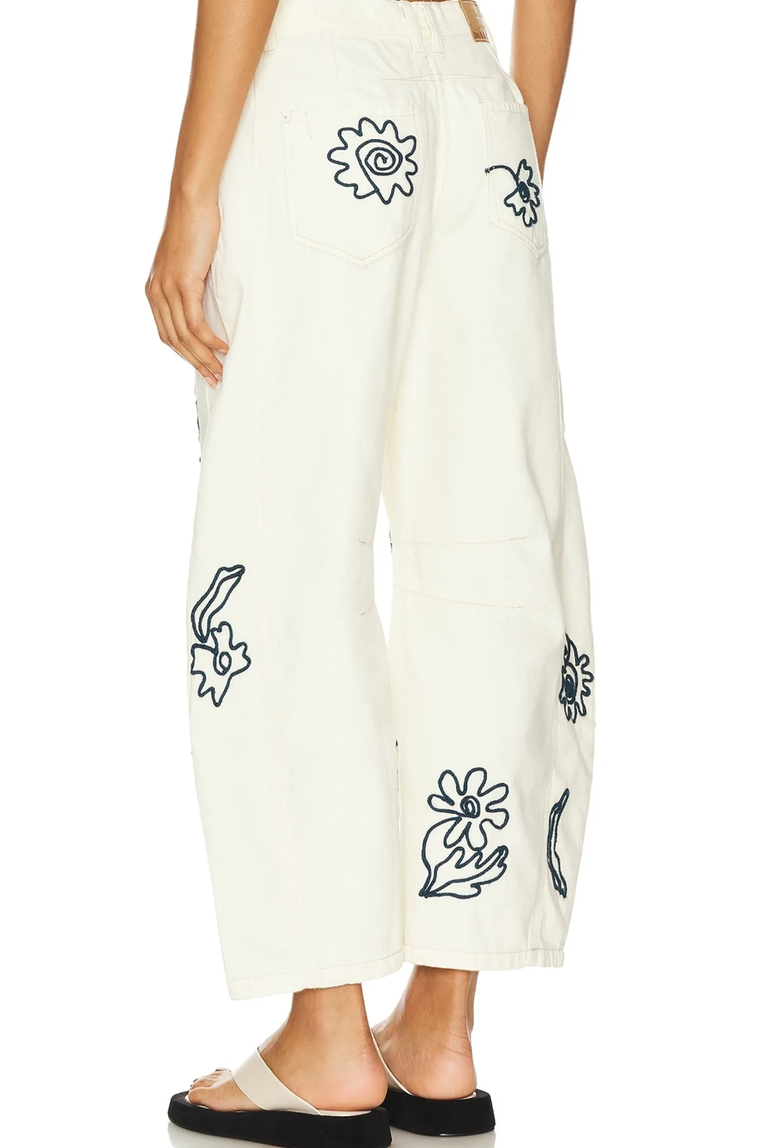 Women Free People Pants>x We The Free Soutache Good Luck Barrel Jean In Ivory Combo