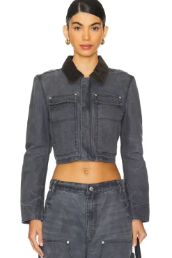 Women Alexander Wang Jackets & Coats>Zip Front Shrunken Workwear Jacket