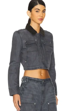 Women Alexander Wang Jackets & Coats>Zip Front Shrunken Workwear Jacket