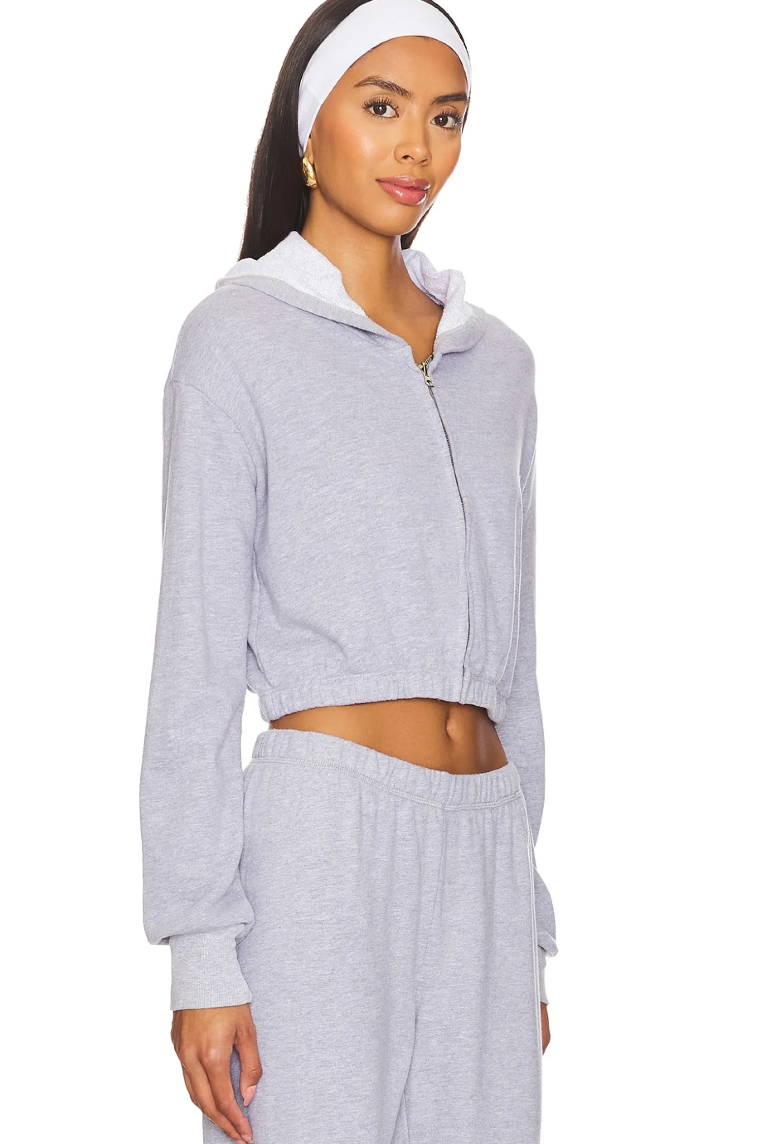 Women LA Made Loungewear>Zip Up Crop Hoodie