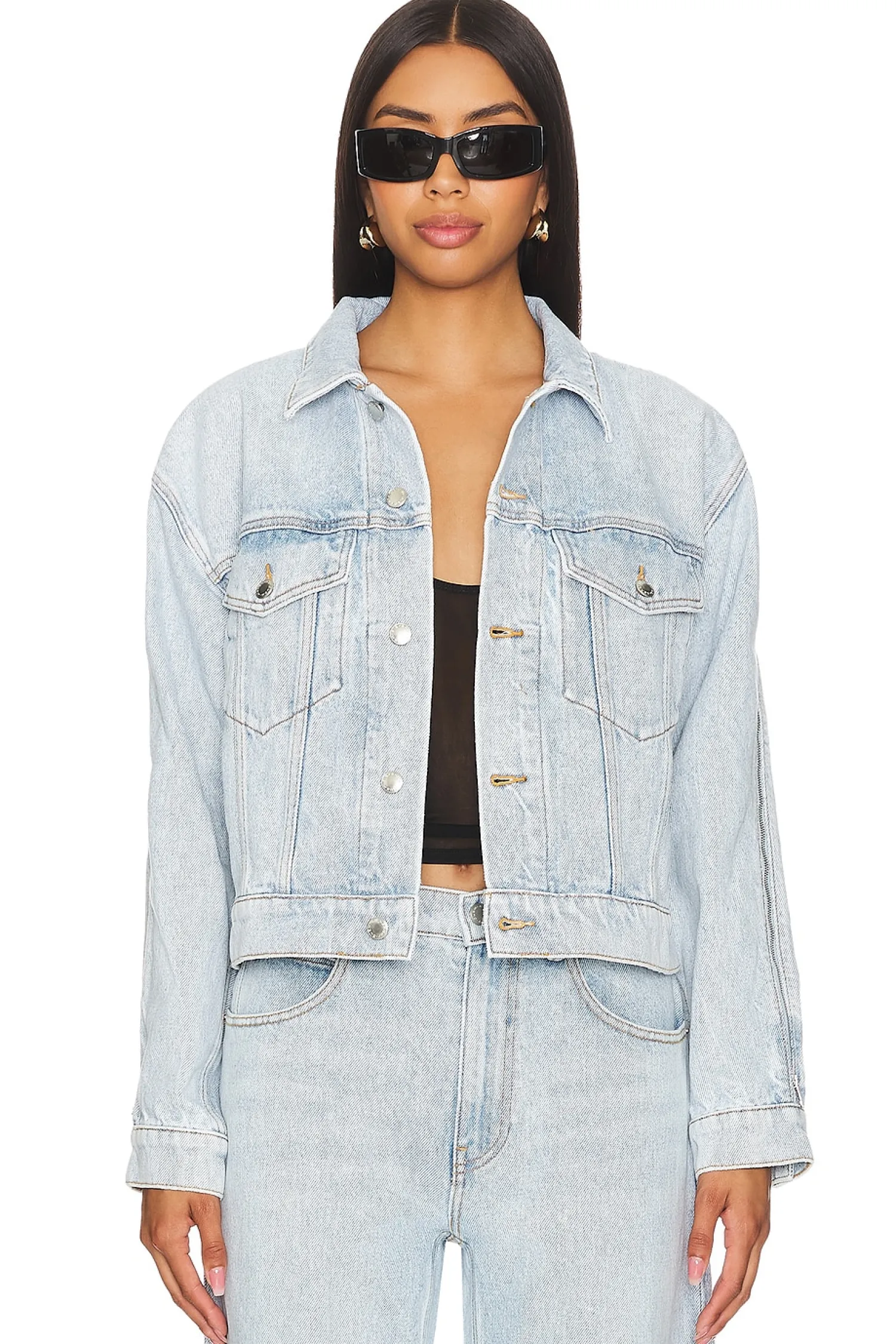 Women Alexander Wang Jackets & Coats>Zipped Sleeve Rounded Trucker Jacket