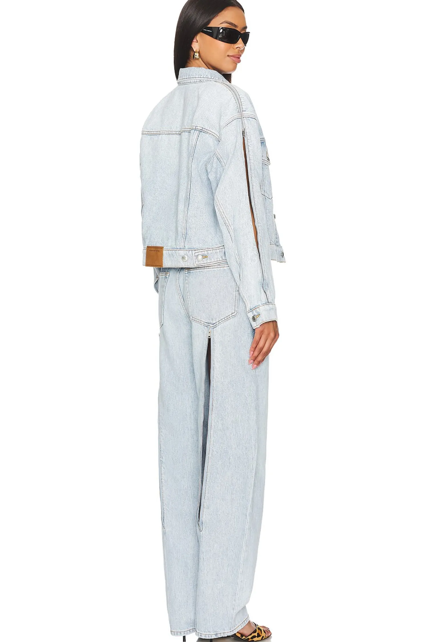 Women Alexander Wang Jackets & Coats>Zipped Sleeve Rounded Trucker Jacket